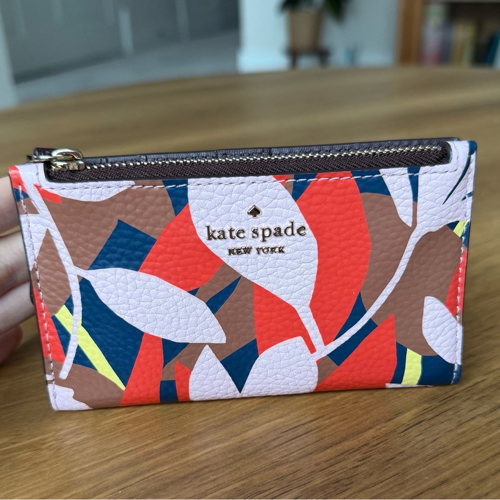 Kate Spade Jackson Slim Bifold Wallet Tropical Toss Pebbled Leather